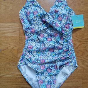 Bal Harbour Swimsuit Womens Size 8 Multicolor One Piece Padded NWT